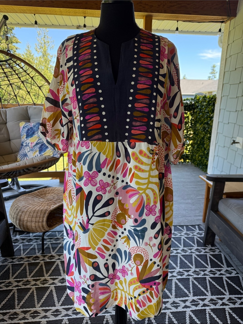 Foil | Floral / Abstract Print Viscose Dress